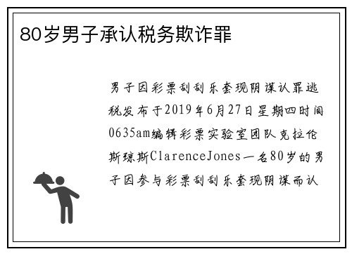 80岁男子承认税务欺诈罪